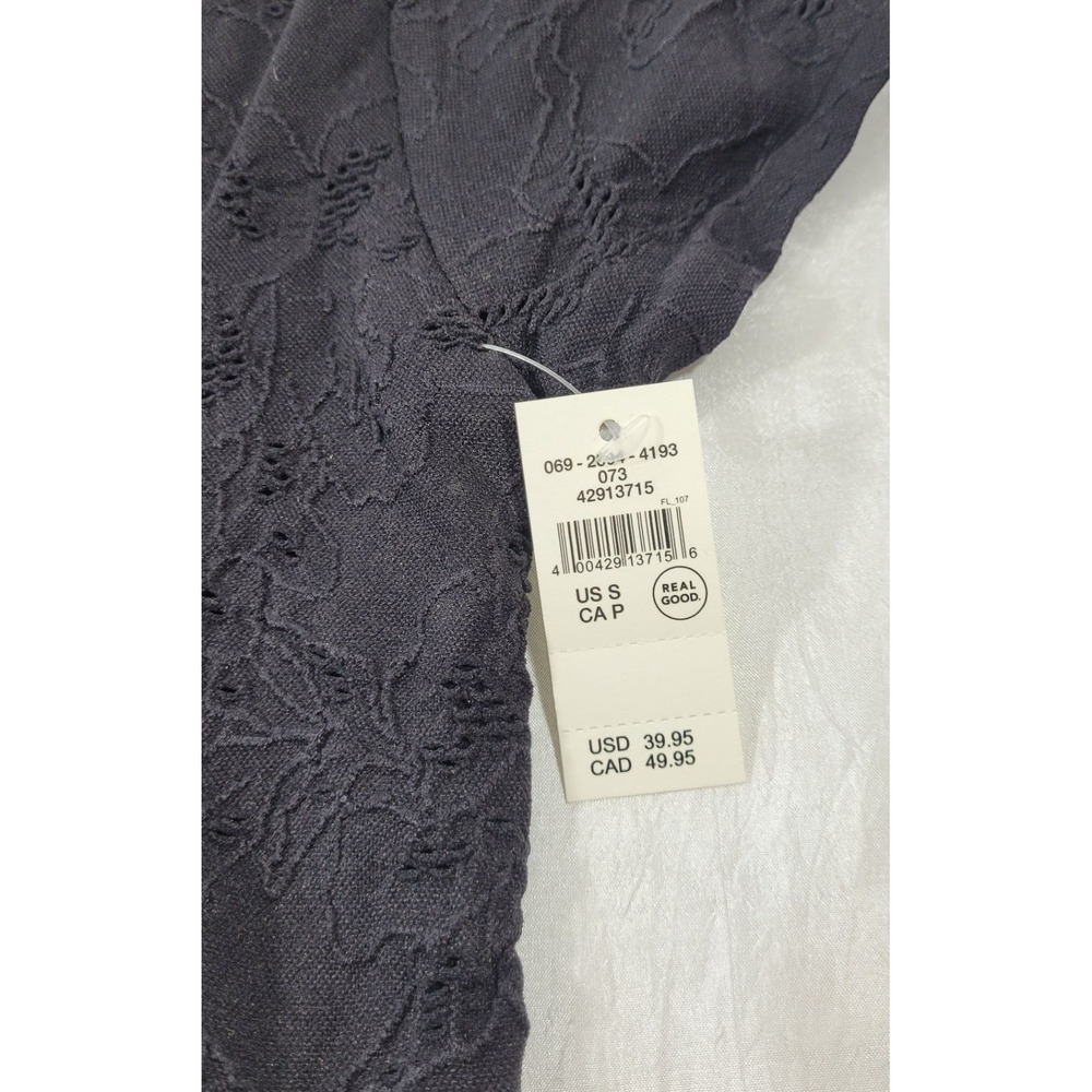 American Eagle Aerie Superchill Floral Seamless Cap Sleeve Crop Top - Black - S - Picture 4 of 5